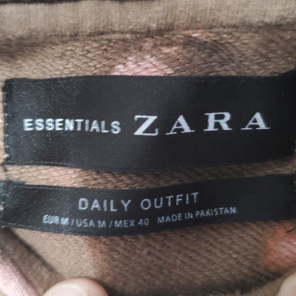 Essentials Zara Brown Bleach Dye Men's Basic Hoodie, M - Picture 3 of 6